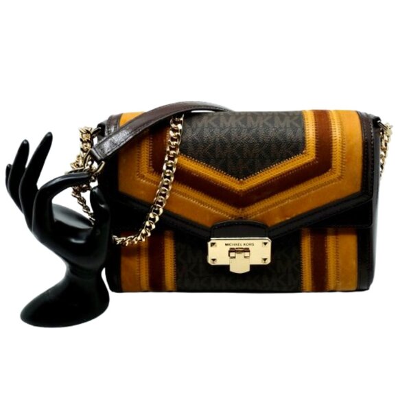 MICHAEL KORS~Kinsley~Medium Flap Crossbody Shoulder Bag~ Marigold Multi Color - Picture 2 of 8